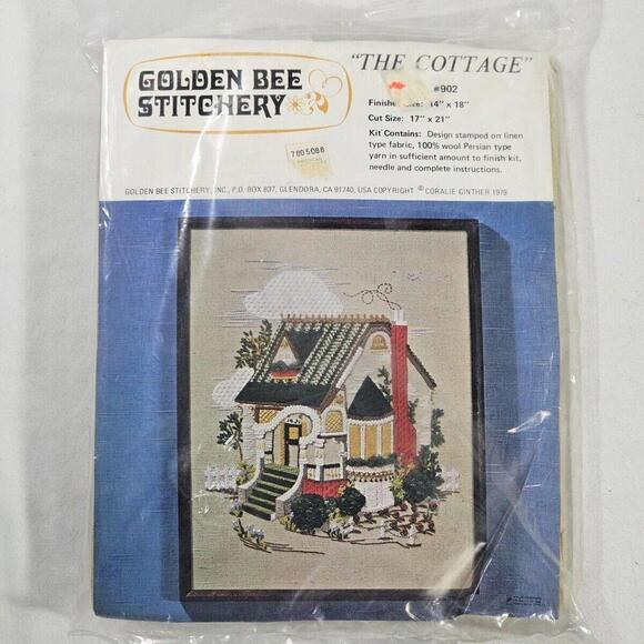 Other - Golden Bee Stitchery Kit #902 14" x 18" The Cottage 100% Wool 1979 Cross Stitch